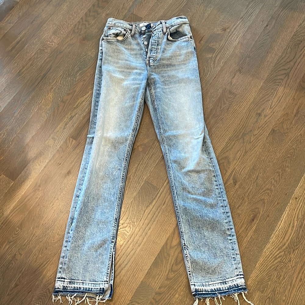 RE/DONE high waisted split boot cut jeans